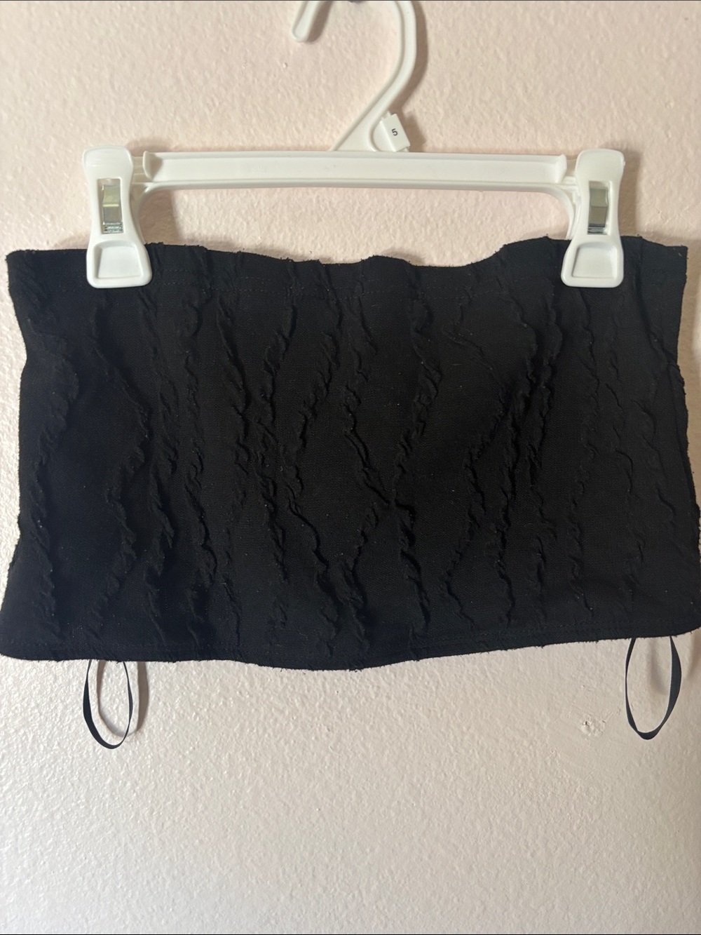 Black Textured Strapless Tube Top, Size S